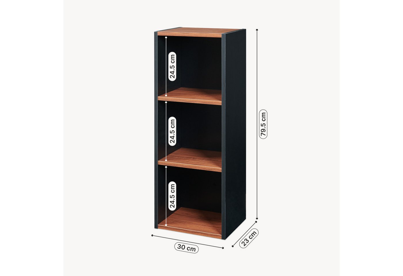 Bücherregal Trond 80x30x23 Cm Schwarz/walnussoptik [en.casa] Bild 5