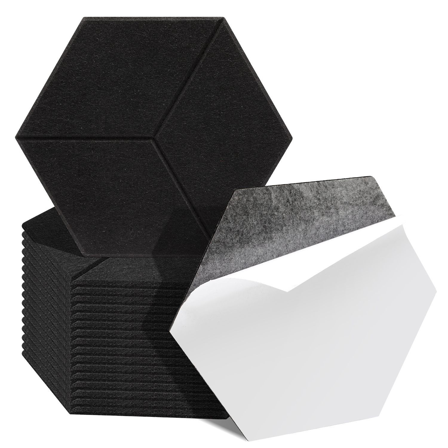Jiubiaz Akustikpaneele Selbstklebend, 18 Stück Akustikplatten Aus Filz 15 Cm Seitenlänge, 0,9 Cm Dick Schwarz, Schallabsorber Sechseckig Mit Schlitzdesign