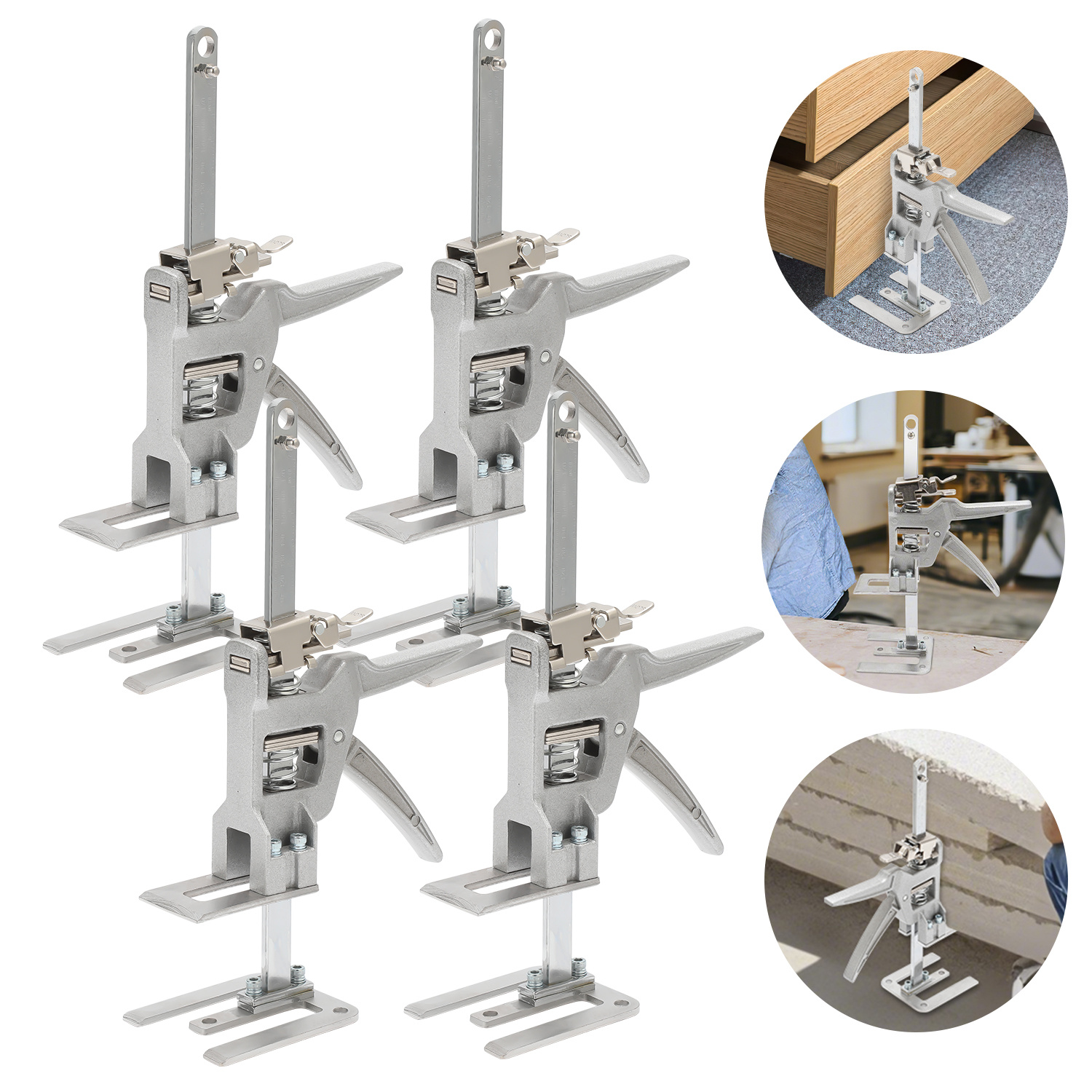 Jiubiaz Möbelheber Set 4 Stück Mit Skala, Fein Einstellbarer Montageheber 0-145 Mm, Plattenheber Für Möbel, Bis 150 Kg