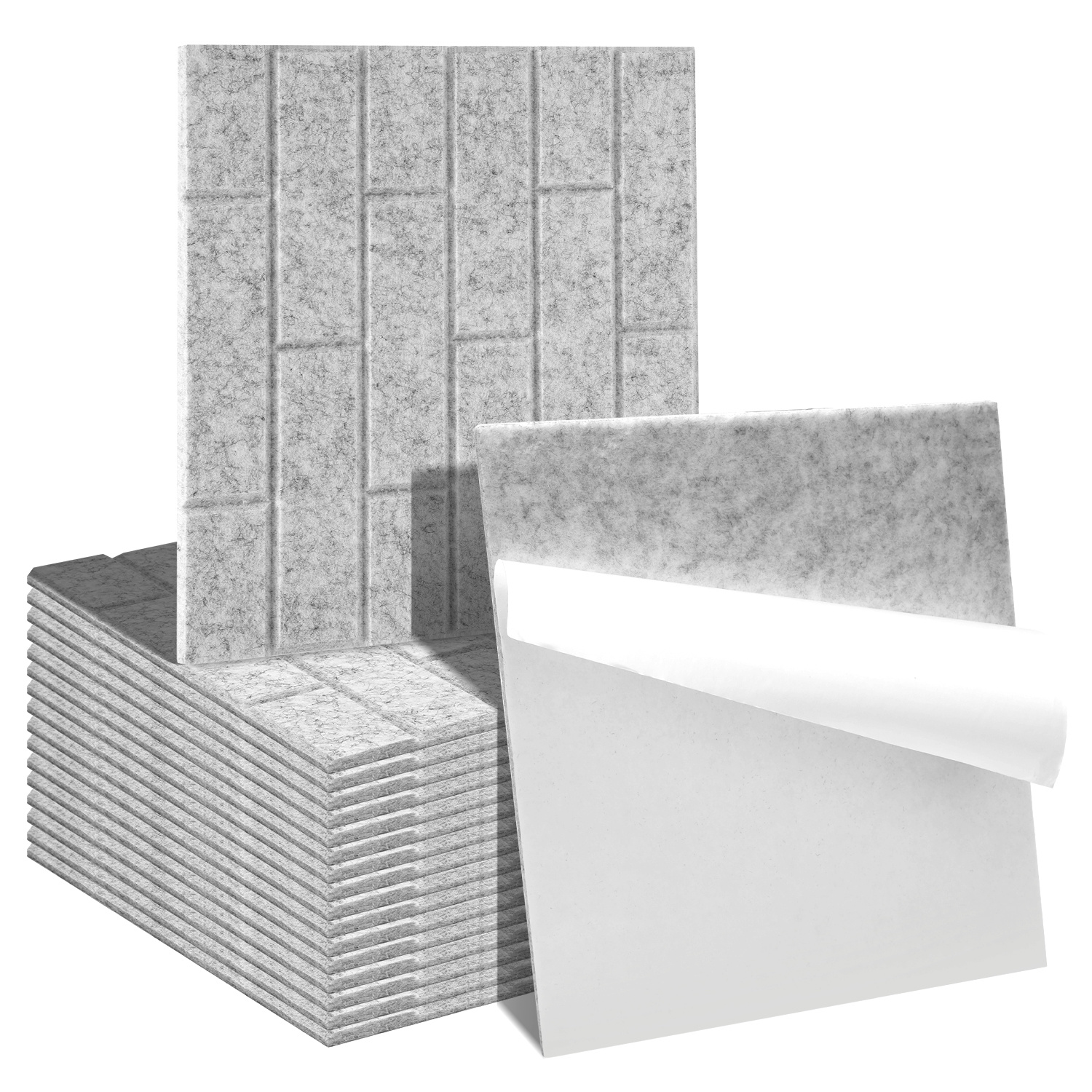 Jiubiaz Akustikpaneele Selbstklebend, 18 Stück Akustikplatten Aus Filz 30 X 30 X 0,9 Cm Grau, Schallabsorber Quadratisch In Ziegeloptik