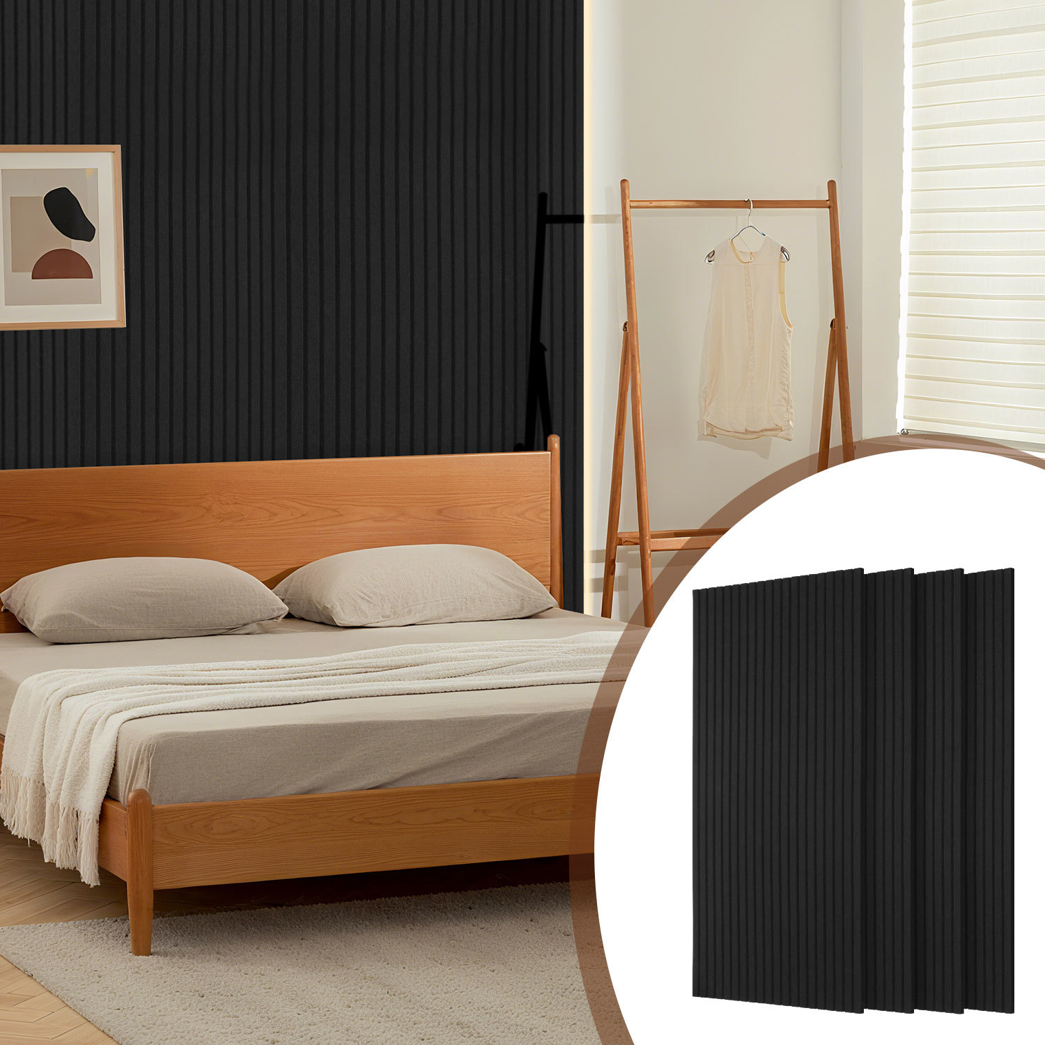 Jiubiaz Akustikpaneele Selbstklebend, 4 Stück Akustikplatten Aus Filz 120 X 60 X 0,9 Cm Schwarz, Schallabsorber Mit Vertikalen Rillen