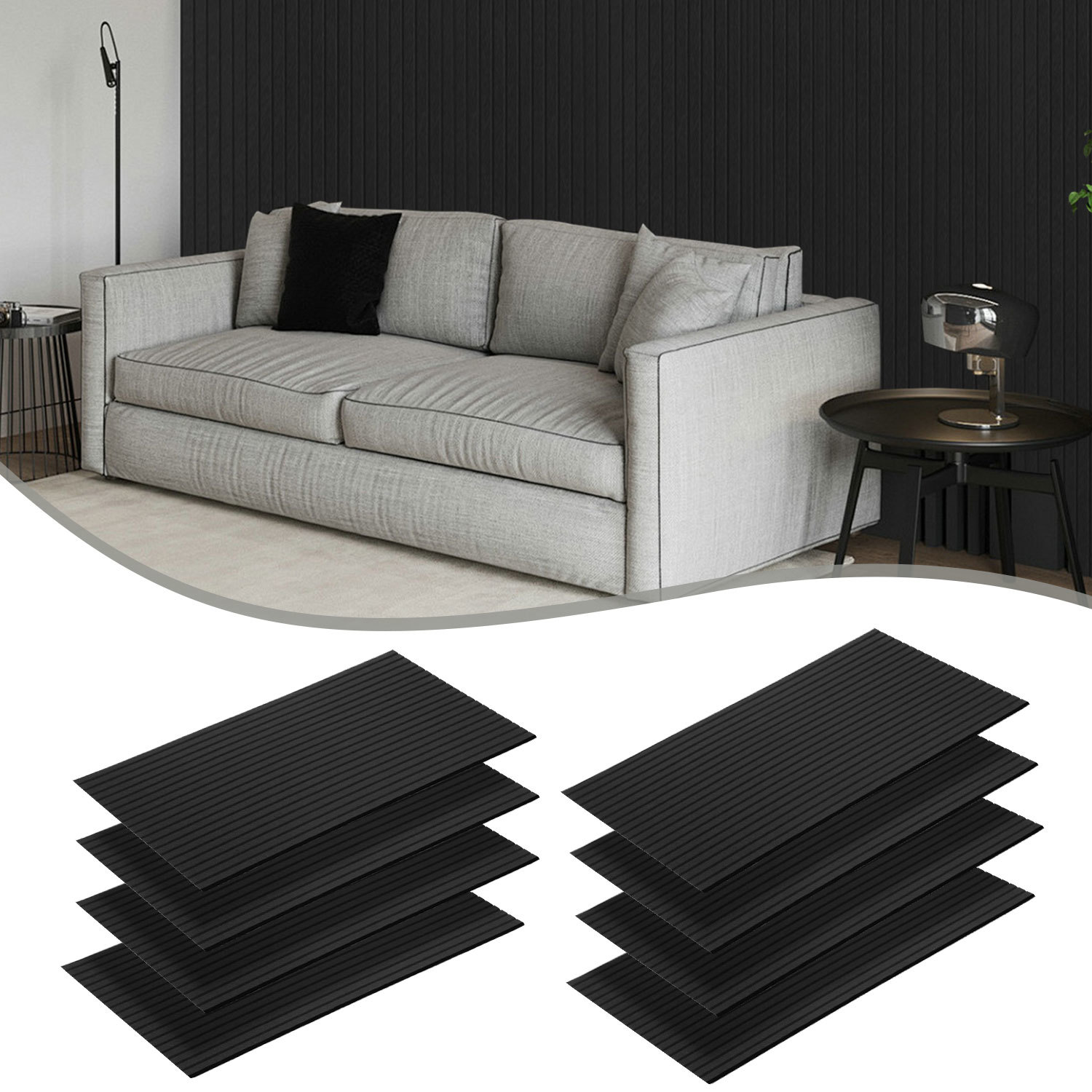 Jiubiaz Akustikpaneele Selbstklebend, 8 Stück Akustikplatten Aus Filz 120 X 60 X 0,9 Cm Schwarz, Schallabsorber Mit Vertikalen Rillen