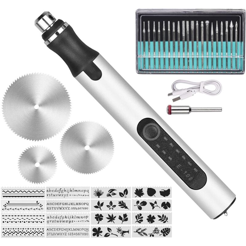Silberner Elektrischer Gravurstift, Gravurwerkzeuge, Mini-gravur- Und Schnitzwerkzeug, Elektrische Gravurstifte Für Diy-holzarbeiten, Figuren, Schmuck
