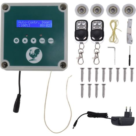 Automatischer Hühnerstalltür-controller (schutzart Ip44) – Fernbedienung Mit Lichtsensor – 100 Bis 240 V – Abs-material – 1 Jahr Batterielebensdauer