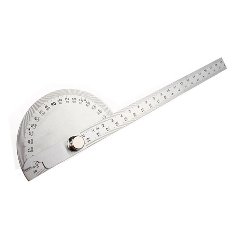 Einfacher Winkelmesser Aus Edelstahl, Multifunktionales Bewegliches Winkelmaß, Silber, 90 X 200 Mm