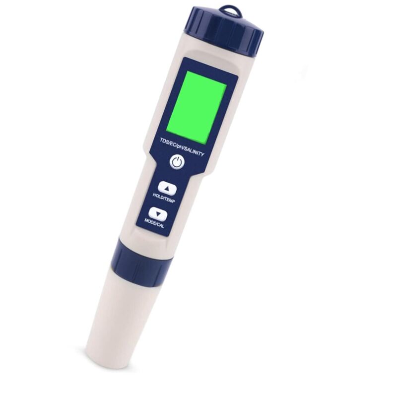 5-in-1-elektronischer Ph-meter-tester, Misst Ph-wert, Tds, Ec, Salzgehalt Und Temperatur, Wasserqualitätstester, Lcd-display Und Messgenauigkeit, Für Trinkwasser, Aquarien, Schwimmbäder Usw.