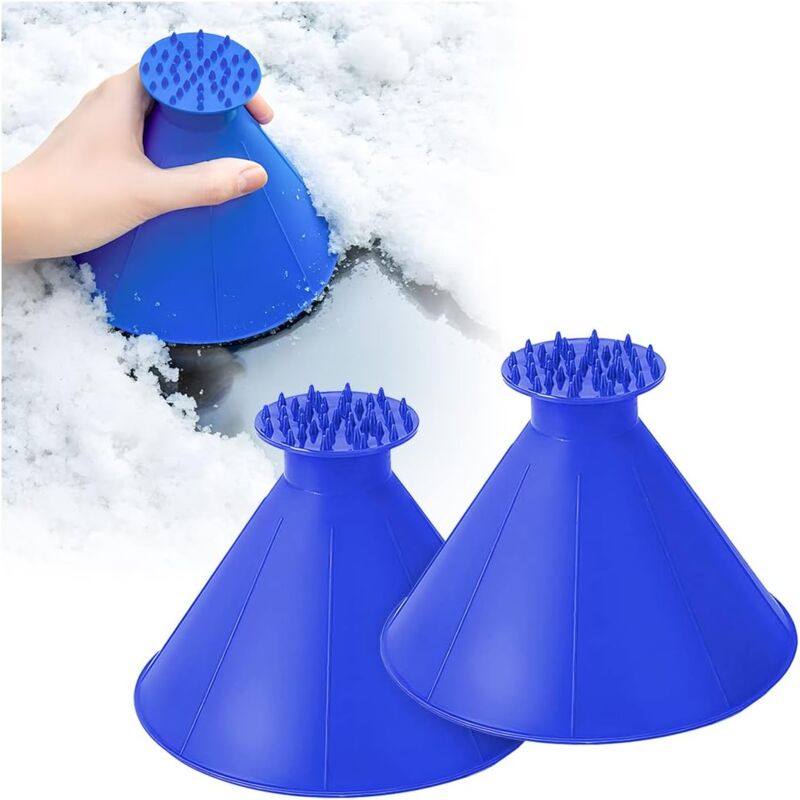 2 Runde Eiskratzer, Universeller Auto-eiskratzer, Multifunktionale Schneeschaufel, Autozubehör, Für Suv, Windschutzscheibe Und Autofenster (blau)