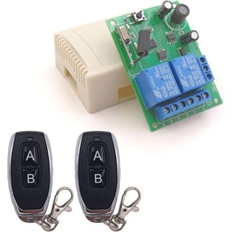 Sicherer 433-mhz-funkfernbedienungsschalter (10 A) – 12-v-, 24-v- Oder 30-v-gleichstromversorgung – 2 Sender Für Motor Und Beleuchtung – Einfache Installation
