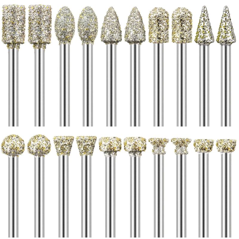 20-teiliges Diamant-fräserset, 1/8"-schaft, Kompatibel Mit Dremel, Zum Schnitzen, Gravieren, Schleifen Und Polieren Von Stein, Fels, Glas Und Keramik
