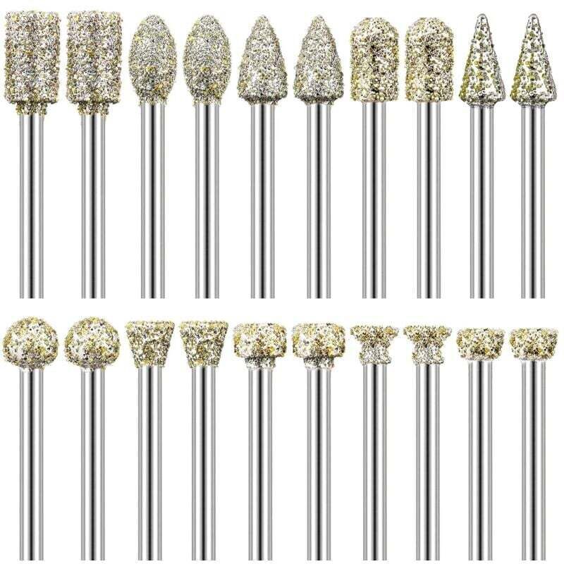 Set Mit 20 Diamantfräsern, 3,2 Mm Schaft, Kompatibel Mit Dremel Zum Schnitzen, Gravieren, Schleifen Und Polieren Von Stein, Gestein, Glas Und Keramik