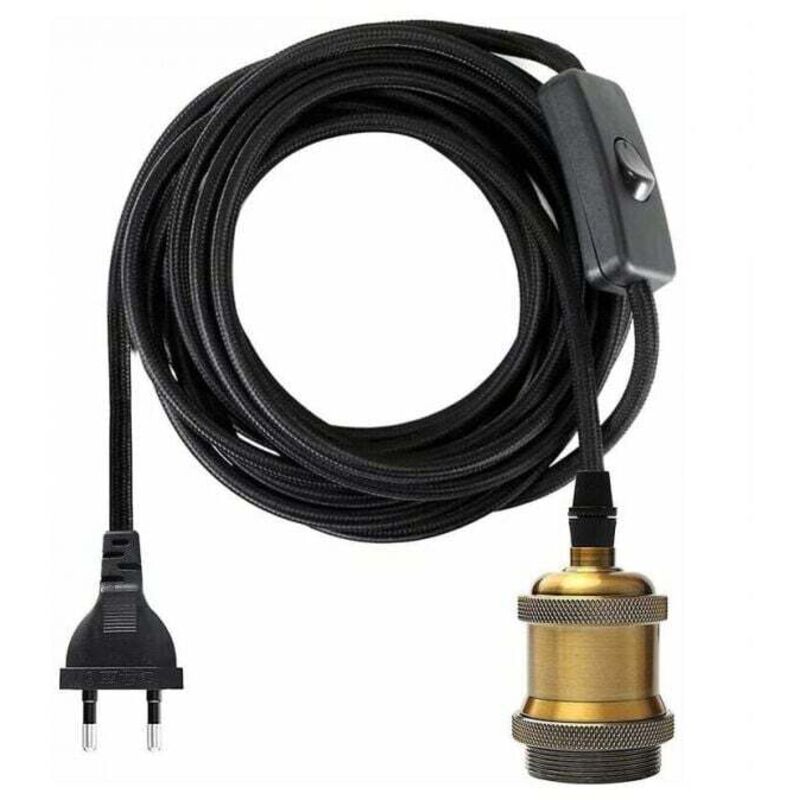 1,2 Meter E27-fassung Mit Schalter, Textilkabel Für Glühbirnenfassung/edison-retro-pendelleuchte/kreative Lampe, Vintage-messing-lampenadapter