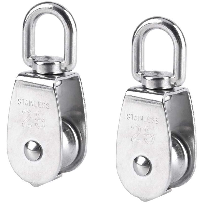 2 Stück 25 Mm Einzelrolle Aus Edelstahl, Heberolle, Tragkraft 150 Kg – Silber Npterbl
