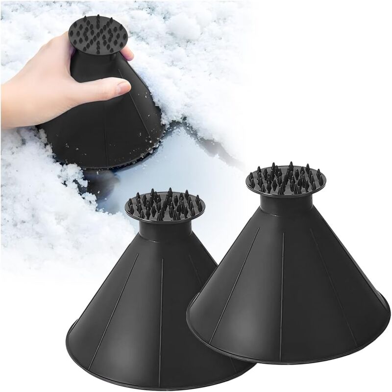 2 Stück Runde Eiskratzer, Universeller Auto-eiskratzer, Multifunktionale Schneeschaufel, Autozubehör, Für Suv, Windschutzscheibe Und Autofenster (schwarz)