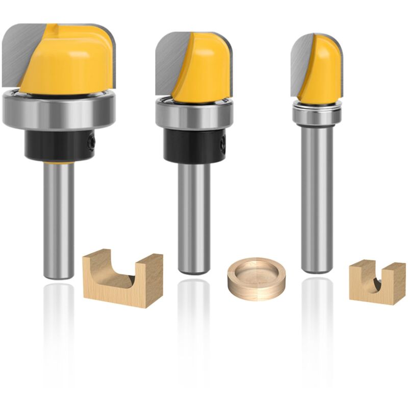 3-teiliges Fräserset Mit Rundem Boden, 8-mm-hartmetallfräser, Fräser Für Weich- Und Hartholz, Spanplatten, Mdf, Sperrholz Und Verbundplatten