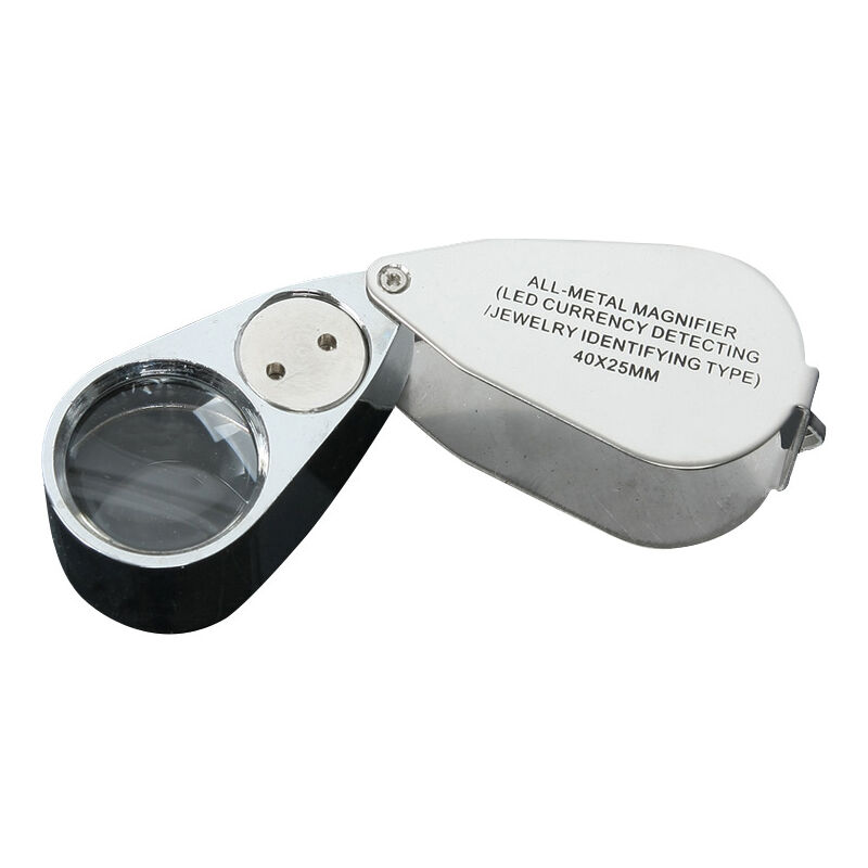 40-fache Juwelierlupe, Klappbare Metalllupe Mit Uv-led-licht, Lupe Für Diamanten, Juweliere, Münzen (gelderkennung/schmuckidentifizierung)
