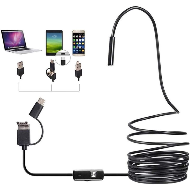 5,5 Mm Endoskop 3-in-1 Usb/typ-c 1200p Hd-inspektionskamera, Wasserdichtes Boreskop Für Smartphone, Tablet, Pc, Desktop (länge: 1 M)