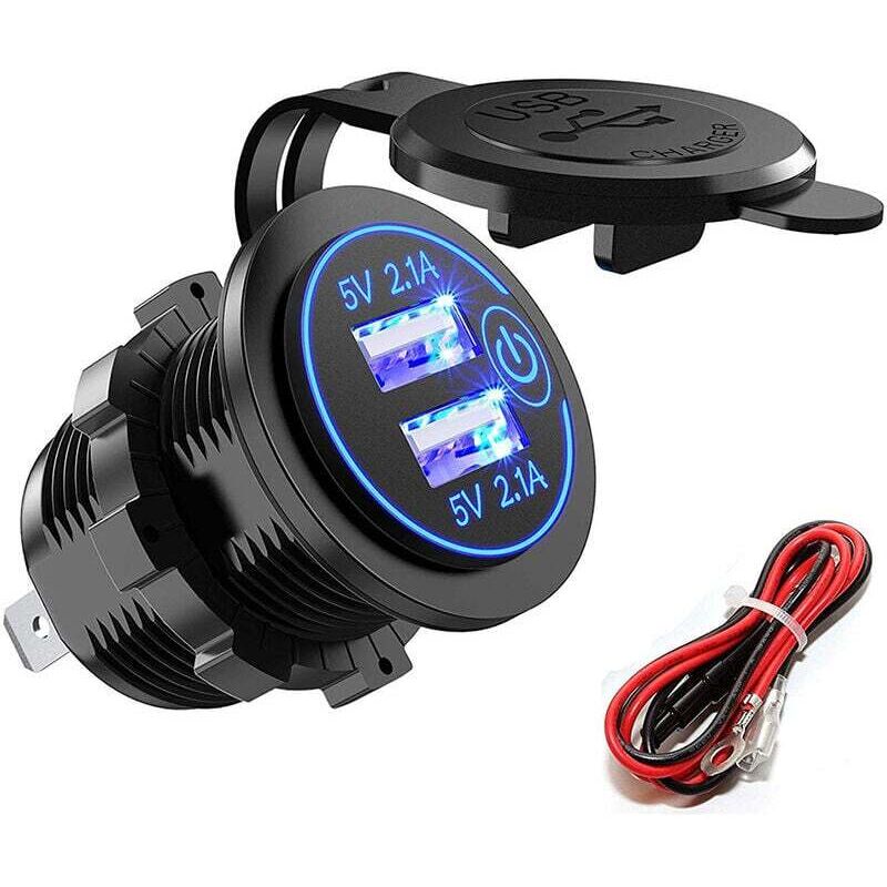 Doppelte Usb-ladebuchse, 5v/2,1a Dual-usb-autoladegerät Mit Schalter Für 12v/24v Auto, Boot