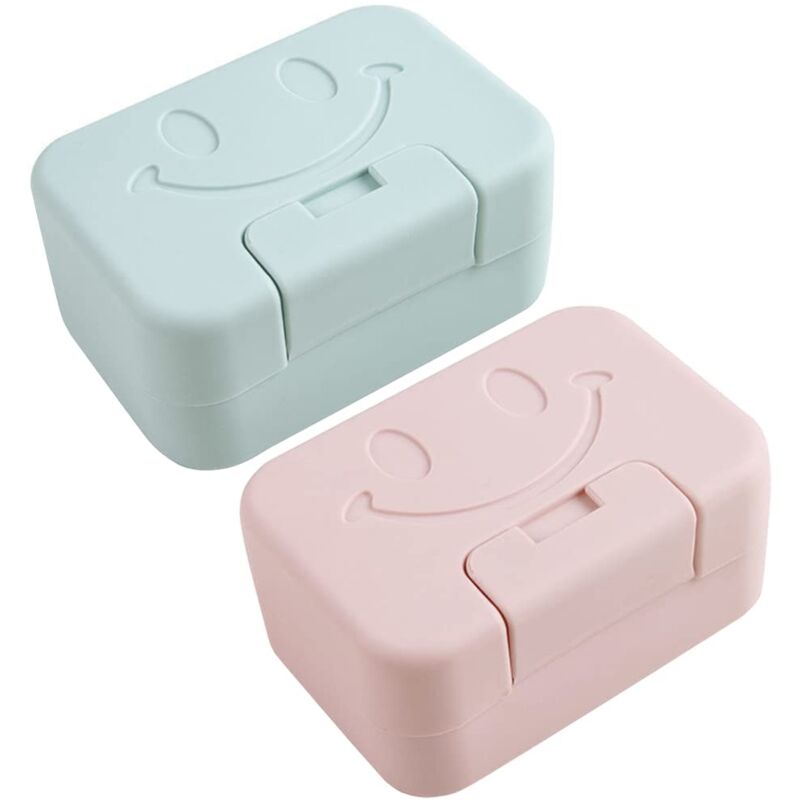 Reiseseifenschale, 2er-pack Kunststoff-seifenhalter Mit Deckel, Leicht Zu Reinigende Seifenaufbewahrungsbox Für Bad, Dusche Und Küche