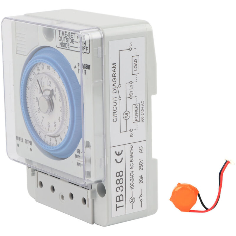 Tb388 Mechanischer Timer, Schaltrelais, Zeitschalter, Mindestzeit 15 Minuten, Ac 250 V 20 A, Kein Stromausfall