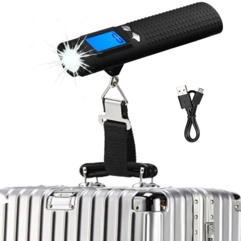 Wiederaufladbare Elektronische Gepäckwaage 110 Lb/50 Kg, Tragbare Digitale Gepäckwaage, Reisewaage
