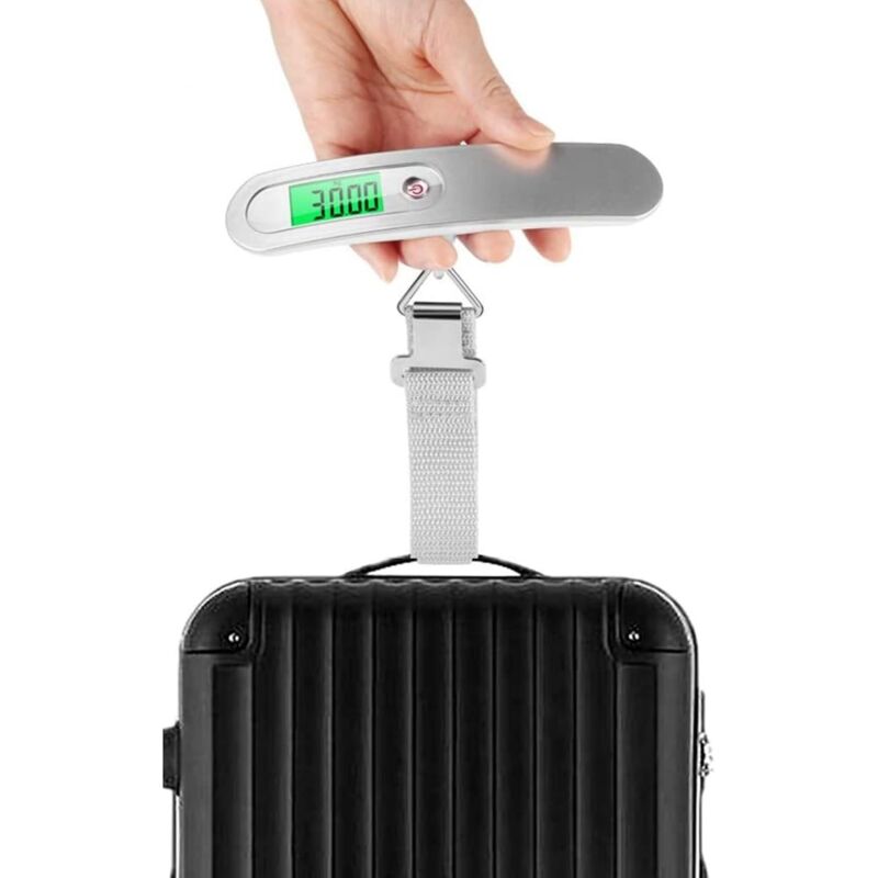 Elektronische Gepäckwaage, Tragbare Mini-digitalwaage, Hochpräzise: Reisegepäck, Pakete, Einkäufe, Geld, Bis Zu 50 Kg (lb, G, Oz, Kg), Inklusive Batterie Und Strapazierfähigem Nylonband