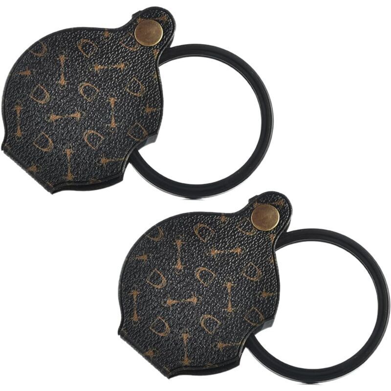 2er-pack Handlupe, Faltbare Leselupe, 15-fache Vergrößerung, Taschenlupe, 70 Mm Durchmesser, Mini-leselupe Mit Drehbarer Leder-schutzhülle Für Büro, Lesen Und Freizeit