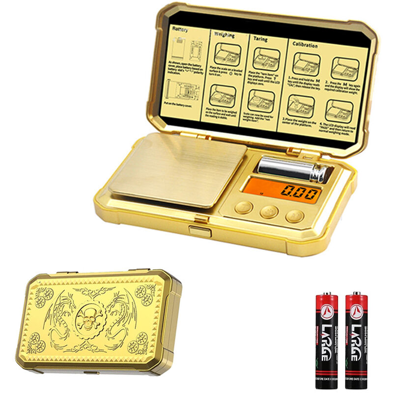 Kleine Elektronische Waage 200 G/0,01 G, Goldfarben, Mit Gewichtsanzeige, 6 Modi, Zum Wiegen Von Kräutern Und Schmuck (inklusive Batterie)