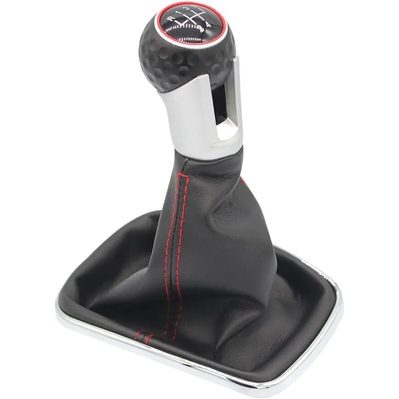 Vw Golf 4 Schaltknauf – Schwarzer Und Roter Lederbalg Ø 12 Mm – Einfache Plug-play-montage Golf 4 Iv