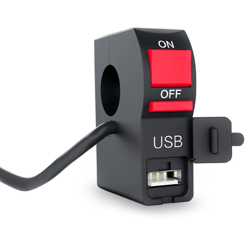 Dc 12v Motorrad-zündschalter, Wasserdicht, Staubdicht, Druckknopf Am Lenker Mit Usb-ladeanzeige, Glühlampen, Kleines Weißes Bedienfeld Mit Verkabelung