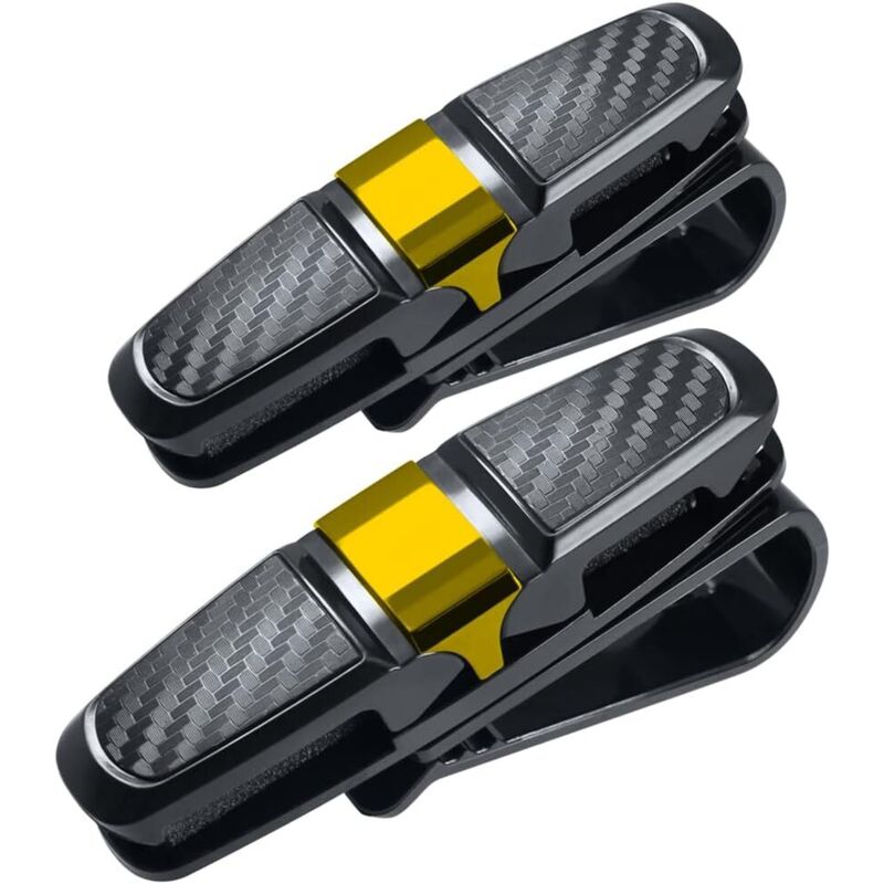 2er-pack Sonnenblenden-brillenclips Für Das Auto, Sonnenbrillenhalter Und Organizer Für Tickets Und Karten – Schwarz + Gold