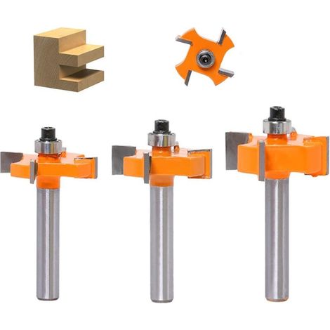 – 8-mm-fräser – Set Mit 4 Fräsblättern Aus Legiertem Stahl – Rückschlagschutz Für Nut- Und Federverbindungen – Geeignet Für Harthölzer