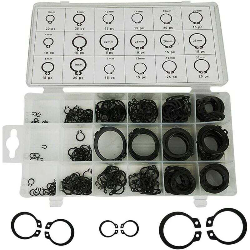 Sicherungsring-sortimentbox, 300 Stück, 18 Größen