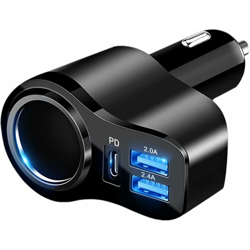Usb-c-autoladegerät, [pd 3.0 + Zwei Usb-a-anschlüsse] Autoladegerät-adapter, 12v/24v-autoadapter, 4-in-1-zigarettenanzünder-usb-ladegerät Für Iphone 13/12/11/xs Max/xs/x/xr/air/mini, Samsung Galaxy Us
