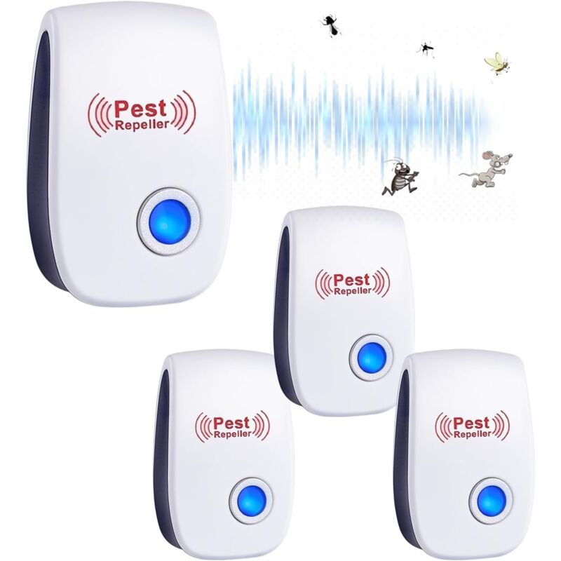 Ultraschall-mückenschutz, 4er-pack Ultraschall-repellent, Elektronischer Insektenschutz Für Den Innenbereich & Ultraschall-mückenschutz Gegen Insekten, Mücken, Ameisen, Ratten, Spinnen