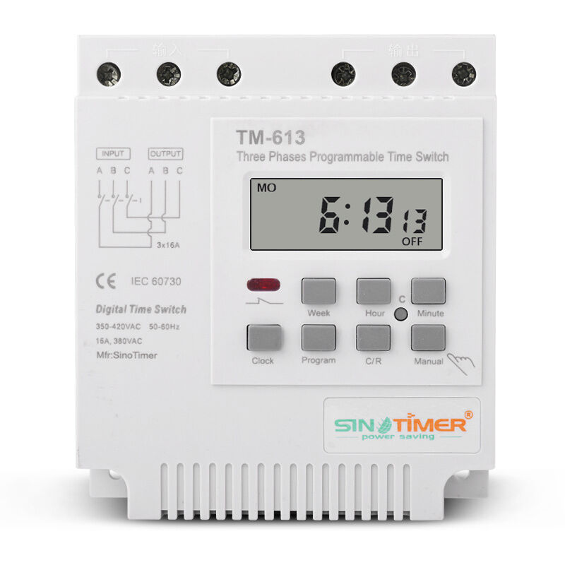 Tm-613 Programmierbares Zeitverzögerungsrelais 380 V/50–60 Hz 16 A Wochentimer-relais, Dreiphasiger Timer-schalter, Intelligente Digitaluhr