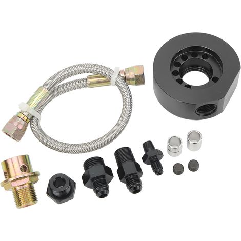 11-teiliger Vtec-ölfilterkopf-umrüstsatz Mit Sandwichplattenadapter Aus Aluminium, Passend Für Acura Ls B18 B20, Schwarz