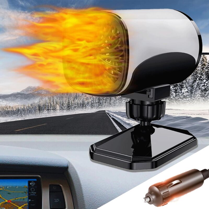 Autoheizung, 12-v-windschutzscheiben-entfeuchter Und -defroster, 2-in-1-schnellheiz-auto-defroster, Um 360° Drehbare Autoheizung Mit Zigarettenanzünder-stecker
