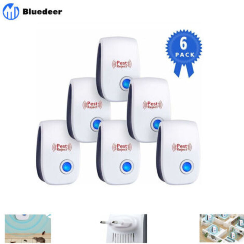 Bluedeer – Ultraschall-mäuse- Und Rattenabwehrgerät – 6er-pack – Schutz Bis Zu 120 M² – Effektive Ultraschalltechnologie