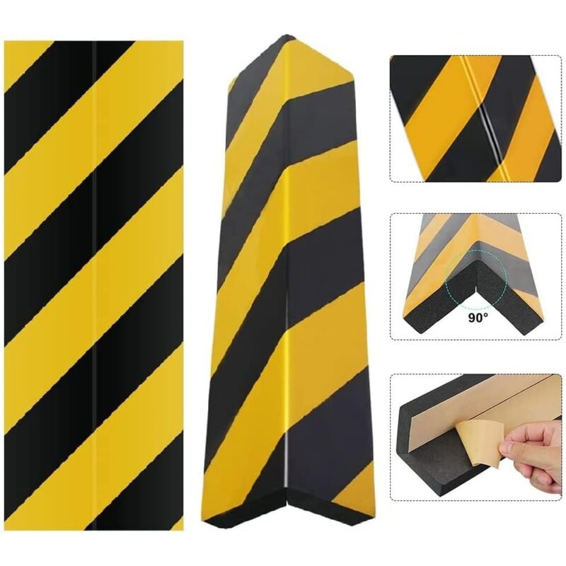 2 Stück Selbstklebende Schaumstoff-eckschutzpolster, 40 X 15 Cm Autotürschutz, Selbstklebender Schaumstoff-garagenstoßfänger Für Säulen, Parkplätze, Garagentore, Ecken, Wände (gelb-schwarz)