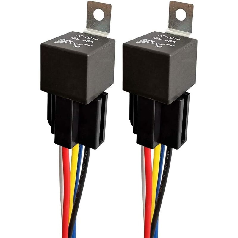 12v 40a Auto-relais Mit Farbigem Kabelbaum, 5-poliges Spdt-relais Für Motorrad, Lkw, Boot, Hochleistungsschalter Und Anlasser, Wasserdicht, 2er-pack