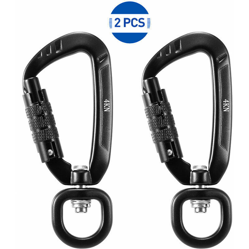 2-teiliges Karabiner-set, 360° Drehbarer Drehkarabiner, Kleiner Selbstsichernder Karabiner, 4 Kn - C-ring
