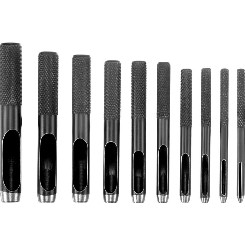 10-teiliges Set Runder Hohllochstanzen Aus Stahl (1 Mm Bis 10 Mm) Zum Stanzen Von Löchern In Leder, Uhrenarmbänder, Gürtel, Schuhe, Stoff, Canvas-kleidung Und Ösen