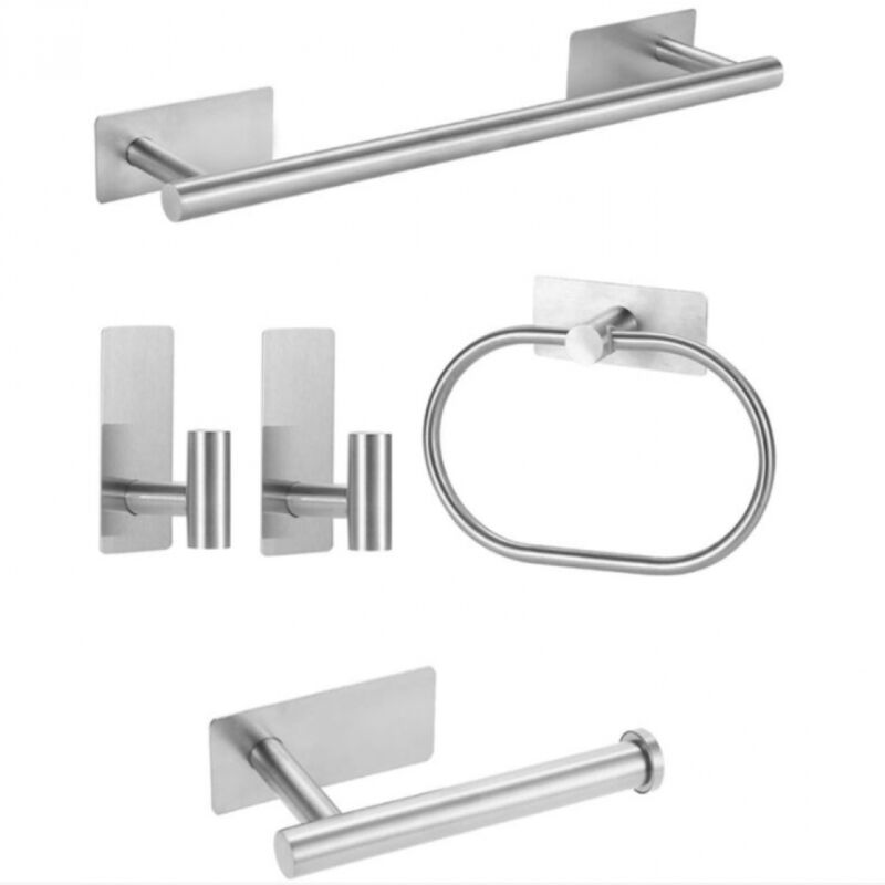 5-teiliges Selbstklebendes Bad-zubehörset, Handtuchhalter-set Aus Edelstahl