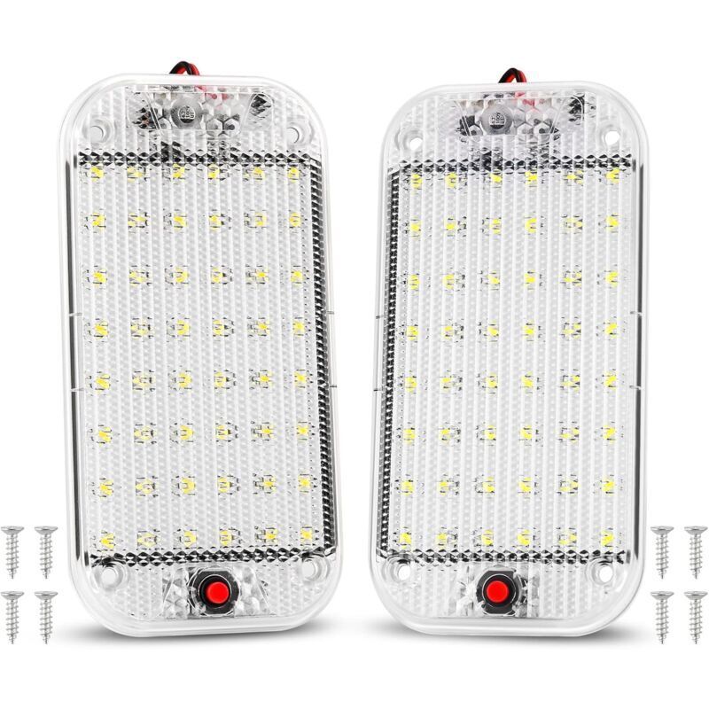 12v Led-innenleuchte Mit 48 Dioden Und Schalter Für Van, Camping, Boot, Garage, Küche (2 Stück)