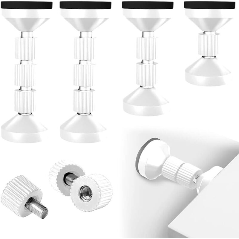 Set Mit 4 Verstellbaren Gewinde-kopfteilstoppern Zur Stabilisierung Von Bettgestellen, Wänden Und Kopfteilen Befestigung Zur Stabilisierung Von Betten, Kleiderschränken Und Sofas (95 Bis 110 Mm, Weiß)