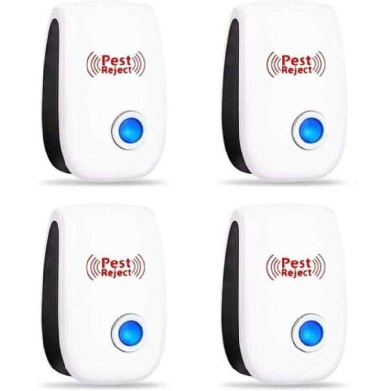 Ultraschall-nagetierabwehr, Mückenabwehr, Elektrische Fliegenabwehr, Abwehr Gegen Mäuse In Innenräumen, Mücken, Kakerlaken, Ameisen, Spinnen, 100 % Harmlos (4er-pack)