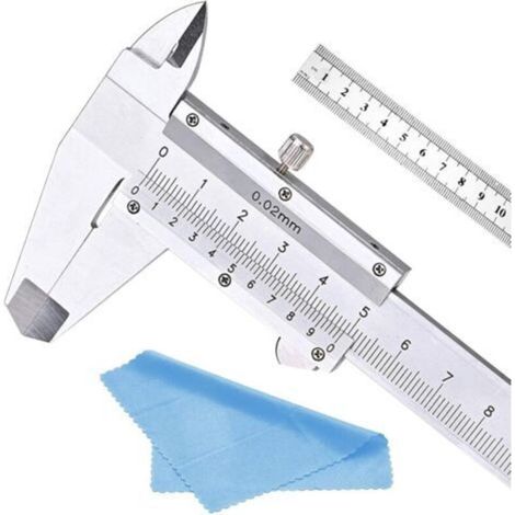 Edelstahl-messschieber, 150 Mm, 6 Zoll, Mikrometrisches Messwerkzeug, Mit 15 Cm Stahllineal Und Reinigungstuch.