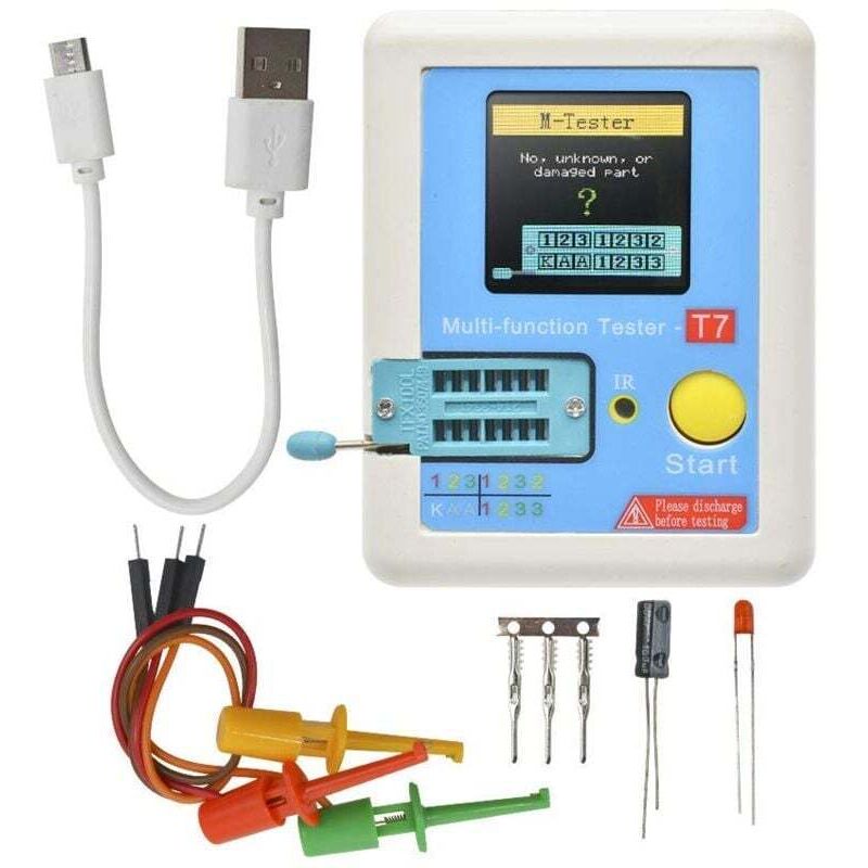 Lcr-t7 Multifunktionales Tft-transistortester Mit One-touch-grafikdisplay Und Automatischer Abschaltung Für Dioden, Trioden, Kondensatoren, Widerstände, Esr-transistoren, Npn-, Pnp- Und Mosfet-transis