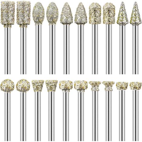 Diamantfräser-set, 20 Stück, 1/8" Schaft, Geeignet Zum Schnitzen, Gravieren, Schleifen Und Polieren Von Stein, Gestein, Glas Und Keramik