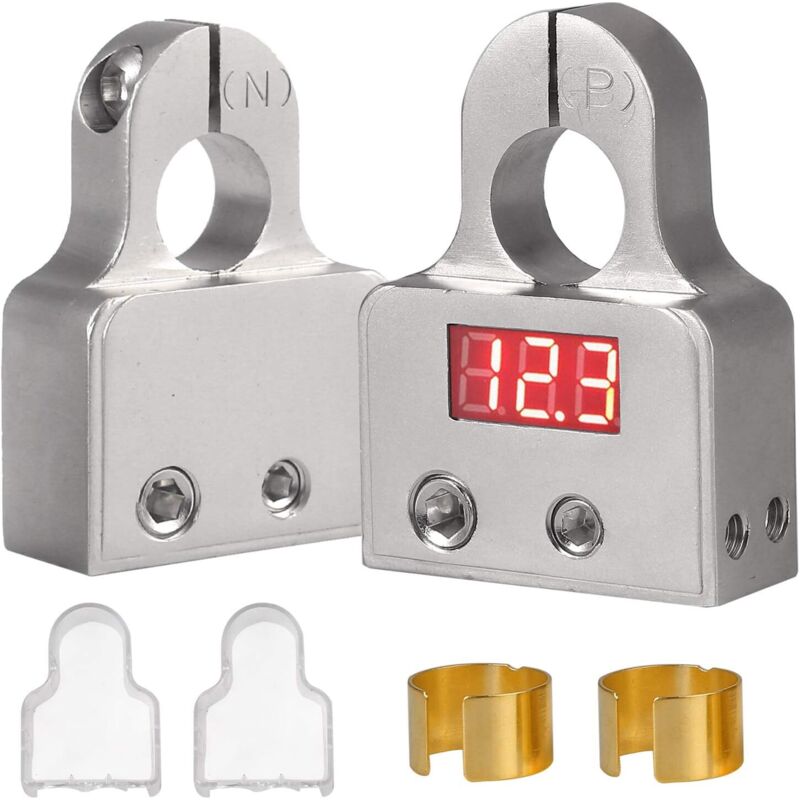 Schnellverschluss-autobatterieklemmen, Caravan-steckverbinder, Paar (silber Mit Voltmeter)